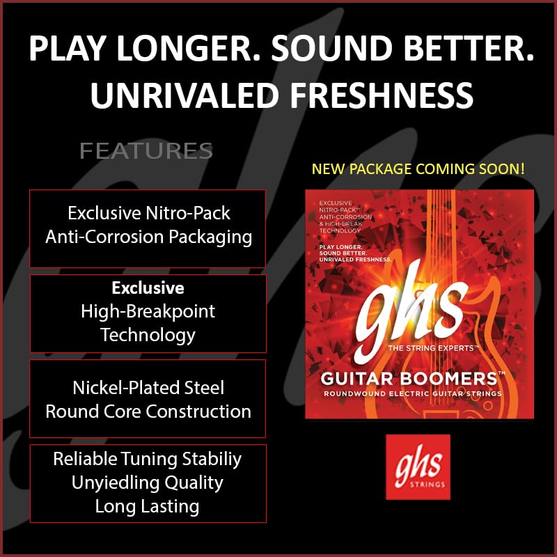 GHS Strings GHS Boomers - Electric Guitar Strings â€“ Nickel-Plated Steel â€“ Bright, Balanced, Long-Lasting Tone â€“ Smooth Feel & Stable Tuning â€“ USA Made â€“ Fresh Sealed â€“ GBL SET â€“ (LT) - Light Gauge - 10-46 - Image 2